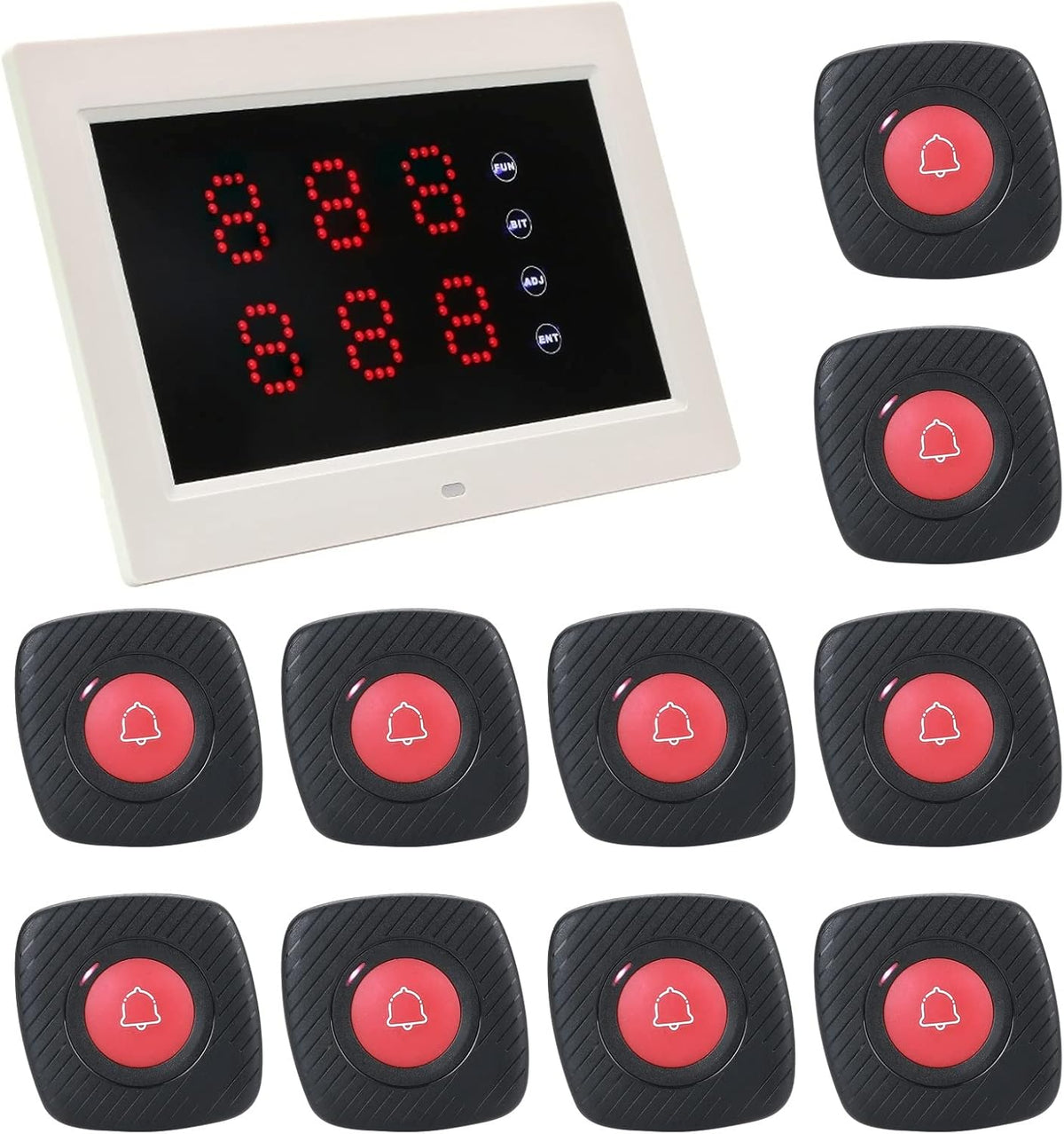 Wireless Calling System with 1 Number Display and 10 Waterproof Call Buttons H971456
