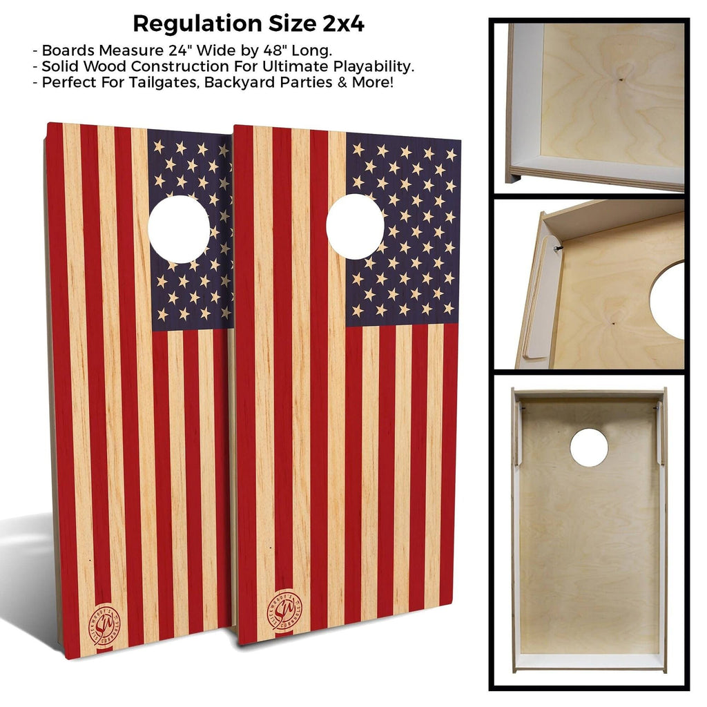 Wood American Flag Cornhole Board Set 2x3 Boards N595