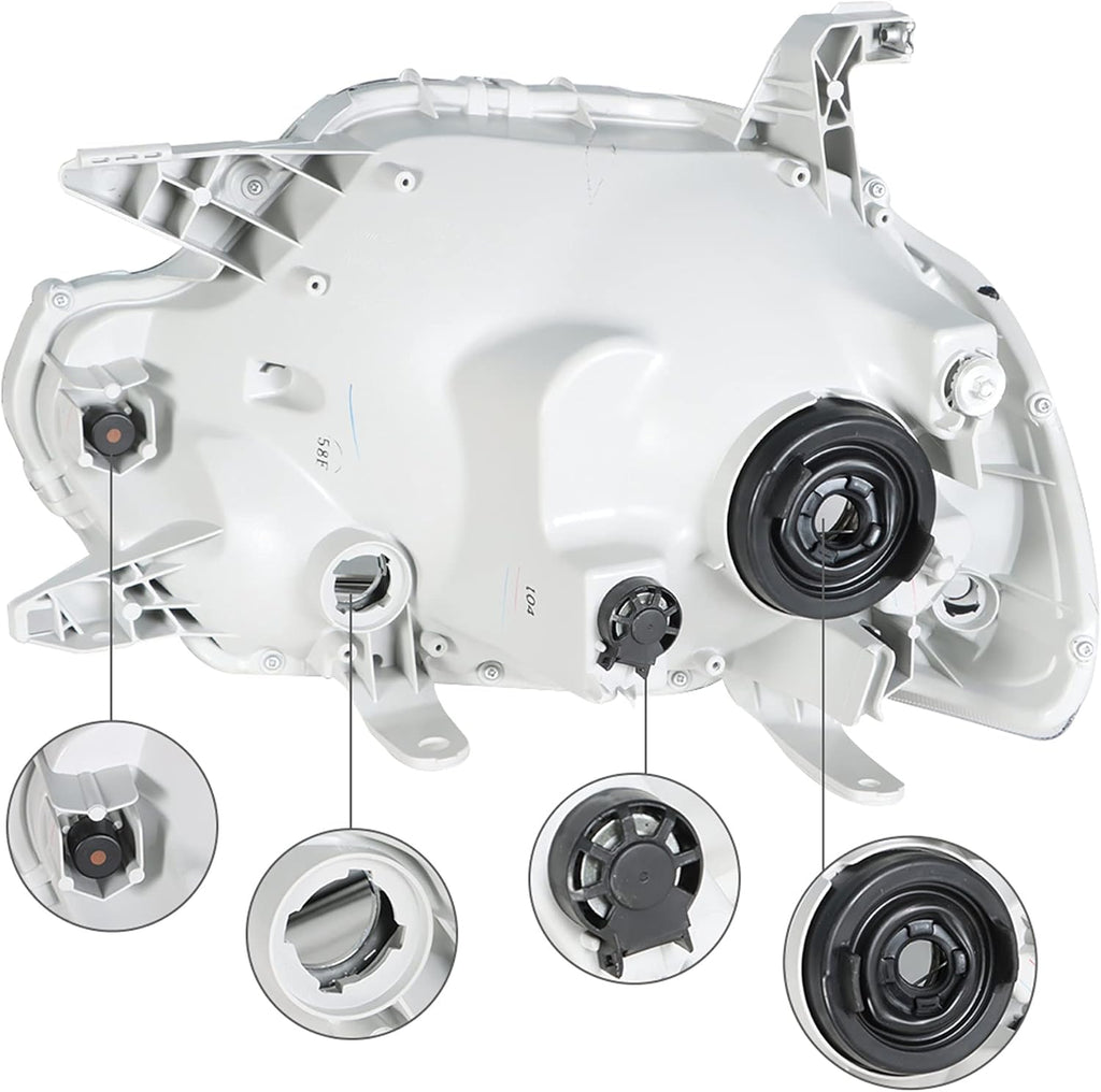 Chrome Housing Headlight Assembly with Amber Reflector for 2012-2015 Toyota Tacoma O7858