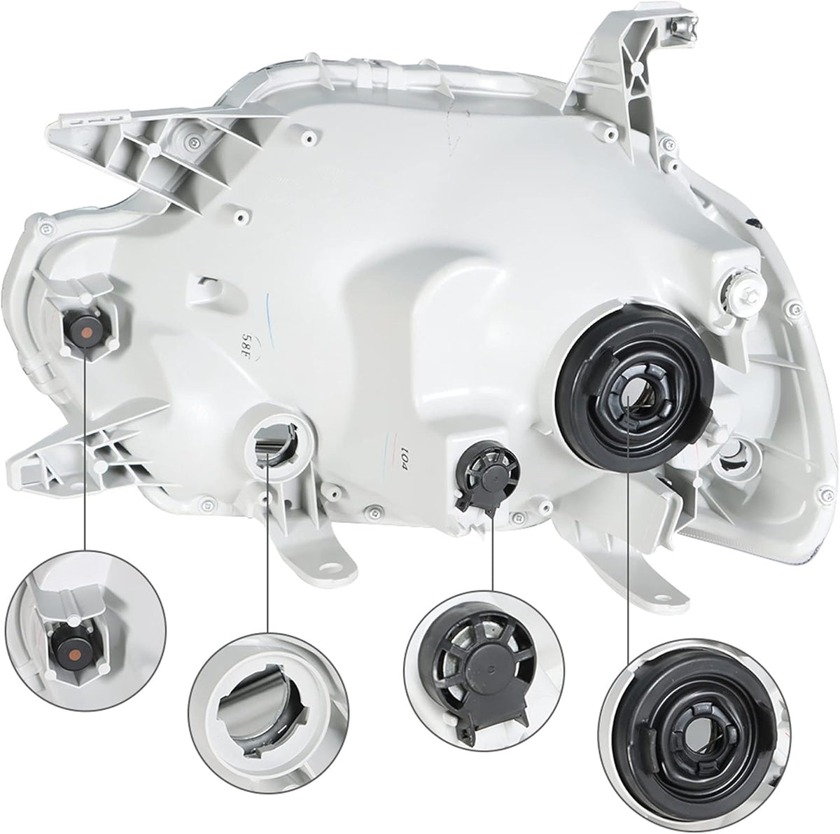 Chrome Housing Headlight Assembly with Amber Reflector for 2012-2015 Toyota Tacoma O7858