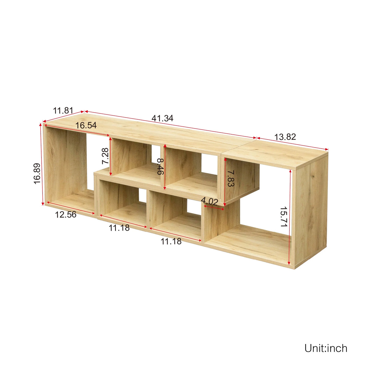 Oak L-Shaped TV Stand, Display Shelf, Bookcase A490117