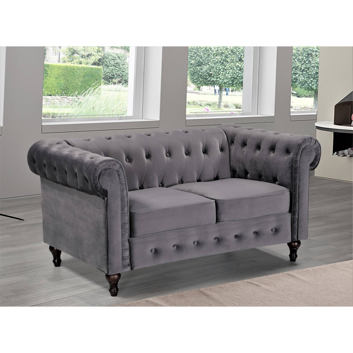 Cream/White Chesterfield Loveseat X25231