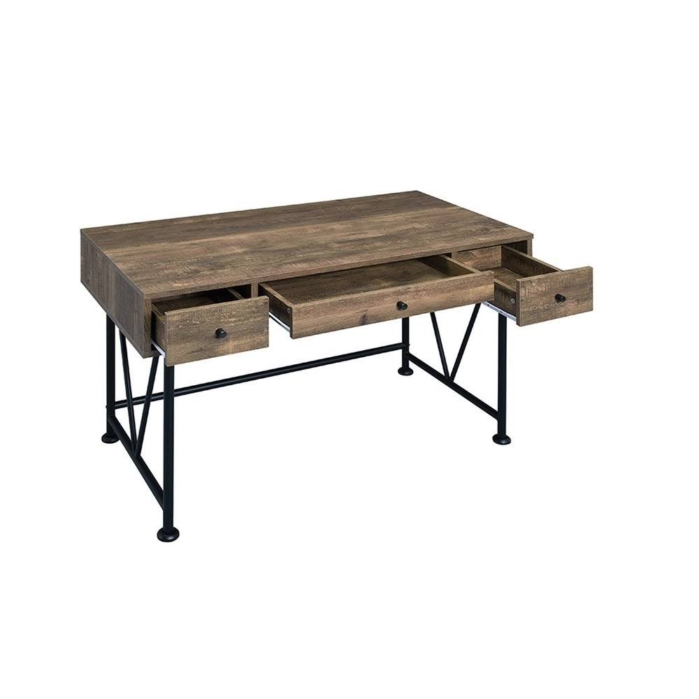 Rustic Oak 3-Drawer Writing Desk C241391