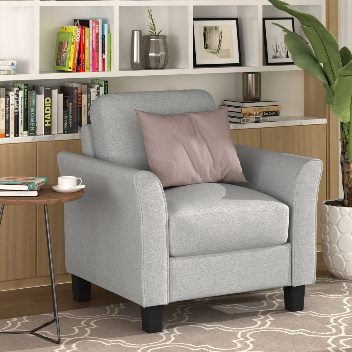 Light Gray Armrest Sofa Loveseat Chair 3-Seat Sofa C86509