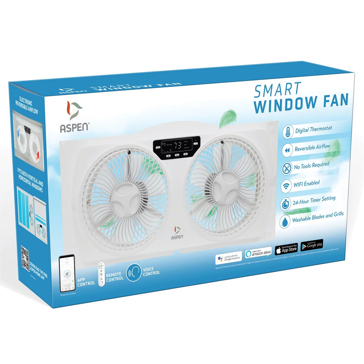 Smart Wi-Fi Window Fan with Washable Blades K2458