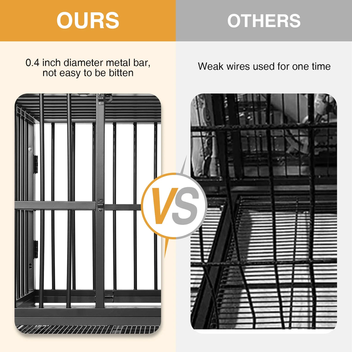 37" Heavy Duty Dog Crate Metal Cage with Removable Tray, Two Doors with Wheels I300129