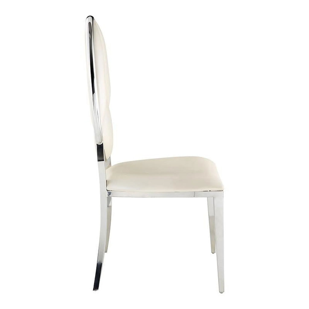Beige Faux Leather Side Chair Set of 2 Y904562