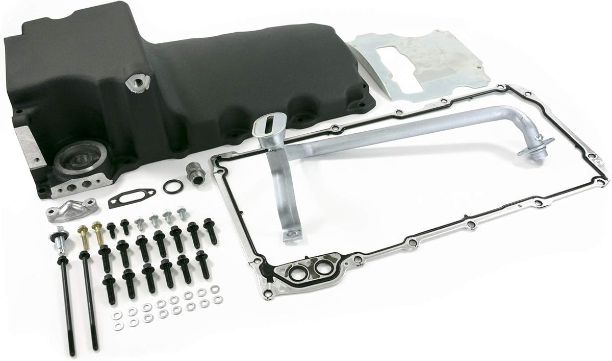 Rear Sump Retrofit Oil Drain Pan Lightweight Cast Aluminum Satin P1231