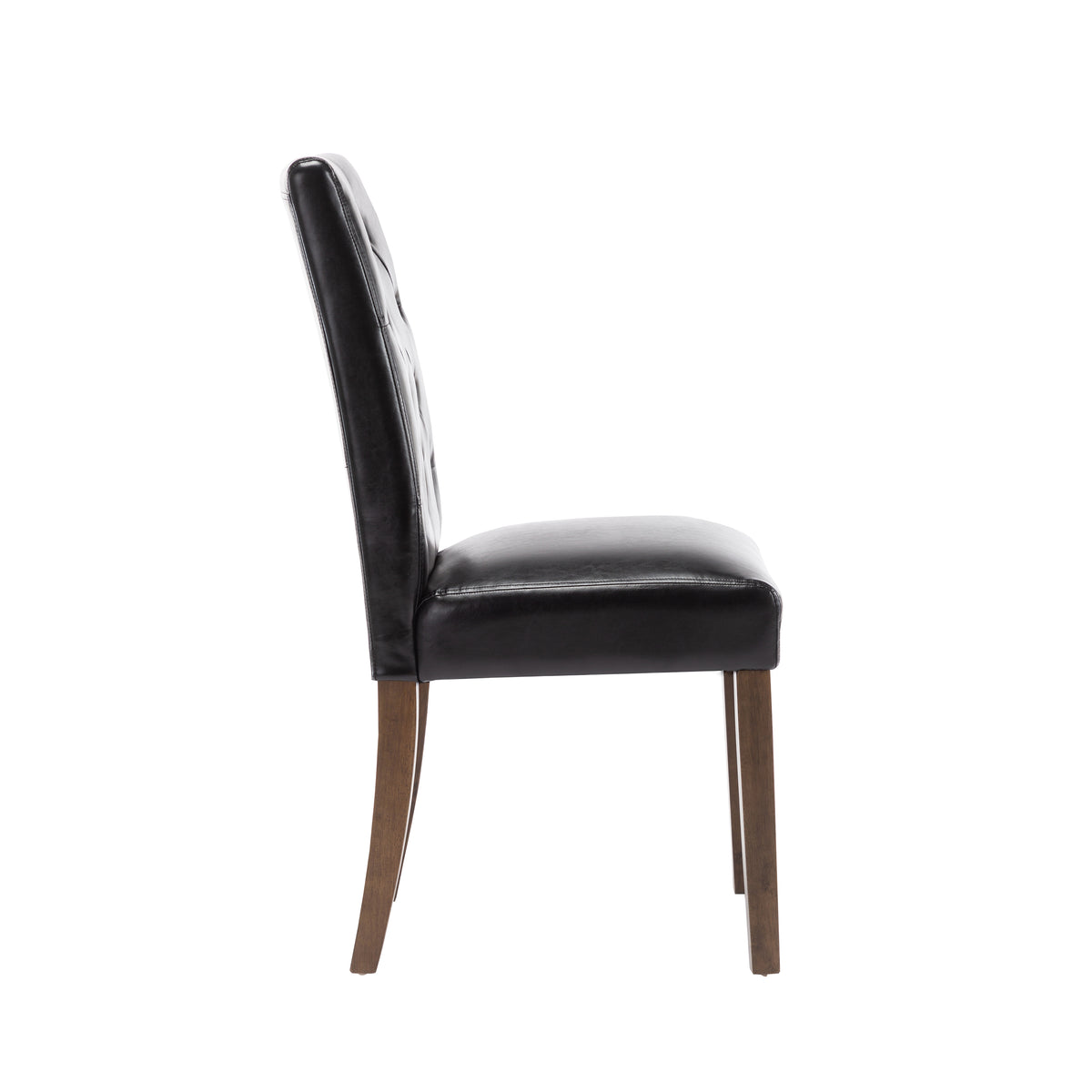 Set Of 2 Dining Chairs With Tall Backs, Button Tufted PU Leather Upholstery And Rubberwood Legs D209