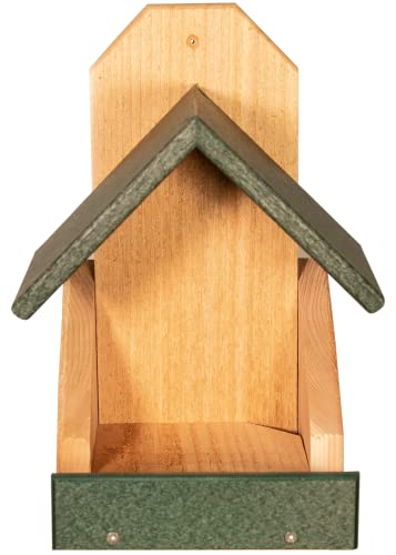 Cedar Robin Roost Birdhouse with Recycled Poly Lumber Roof (Green) O745