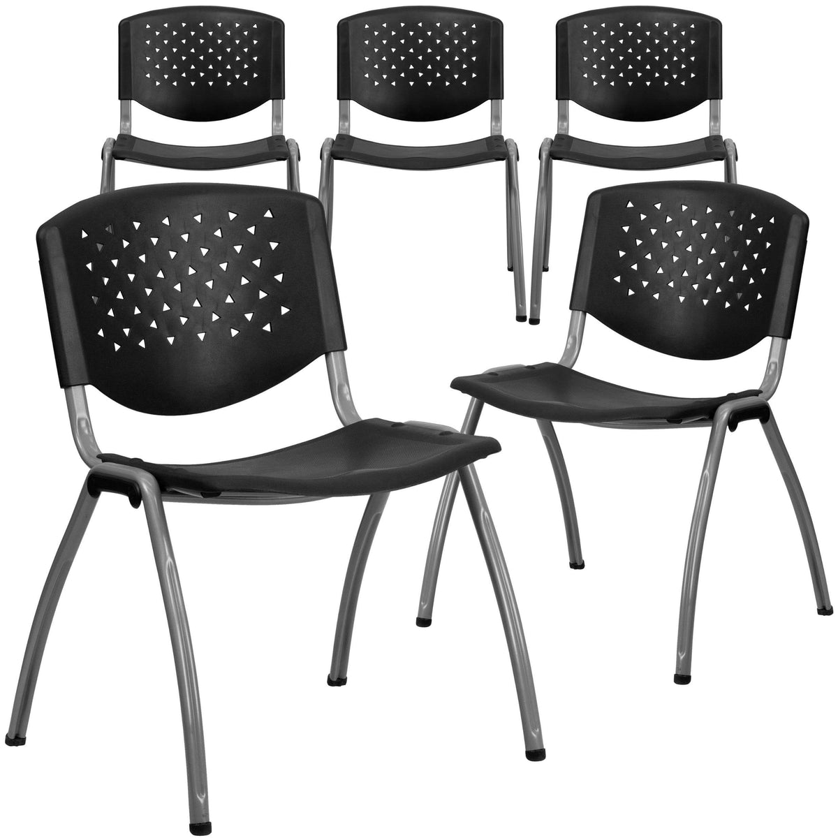 Orange Plastic Stack Chair with Titanium Frame R95493