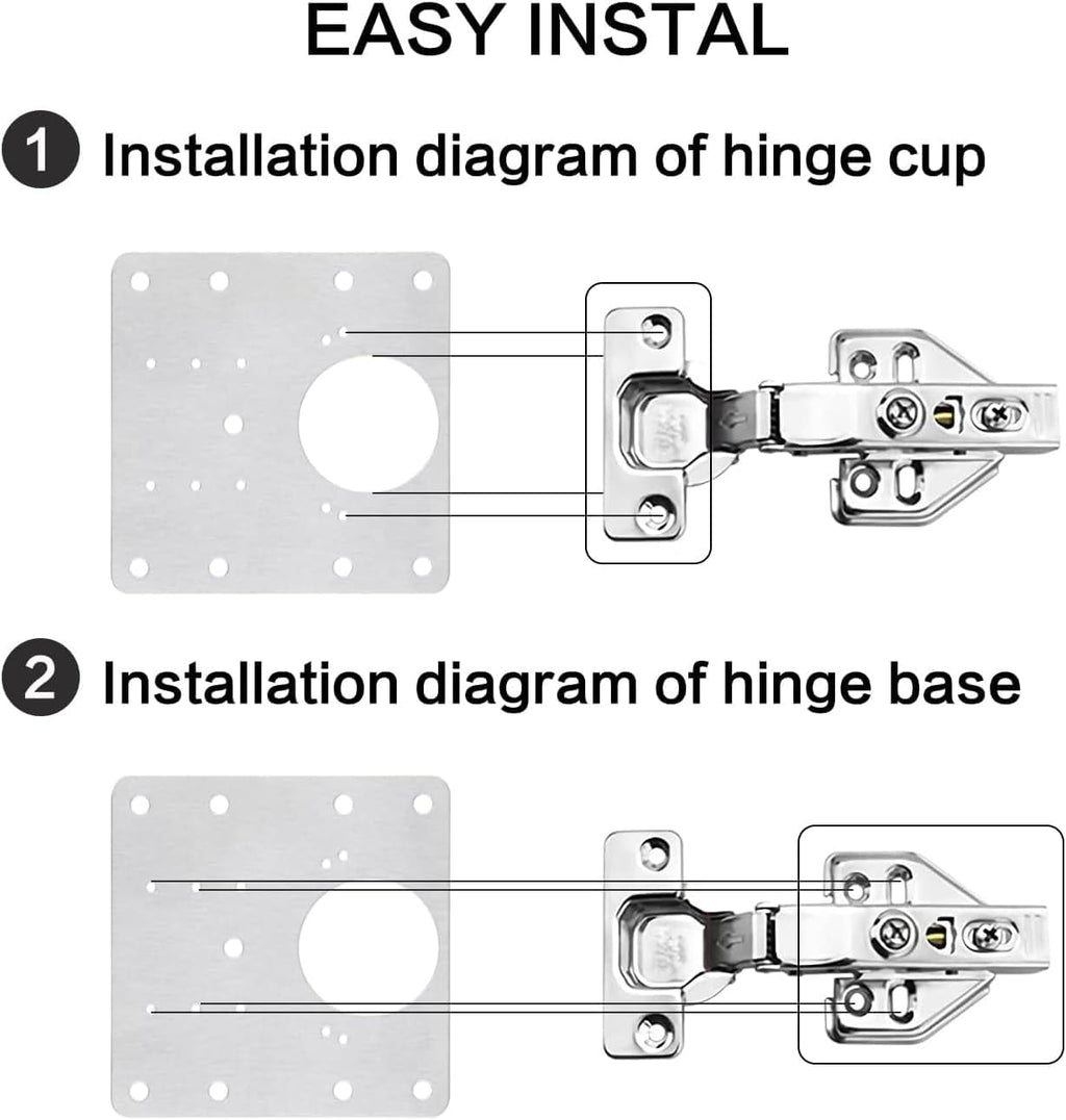 16pack Stainless Steel Cabinet Hinge Repair Plate kit with Mounting Screws U49379