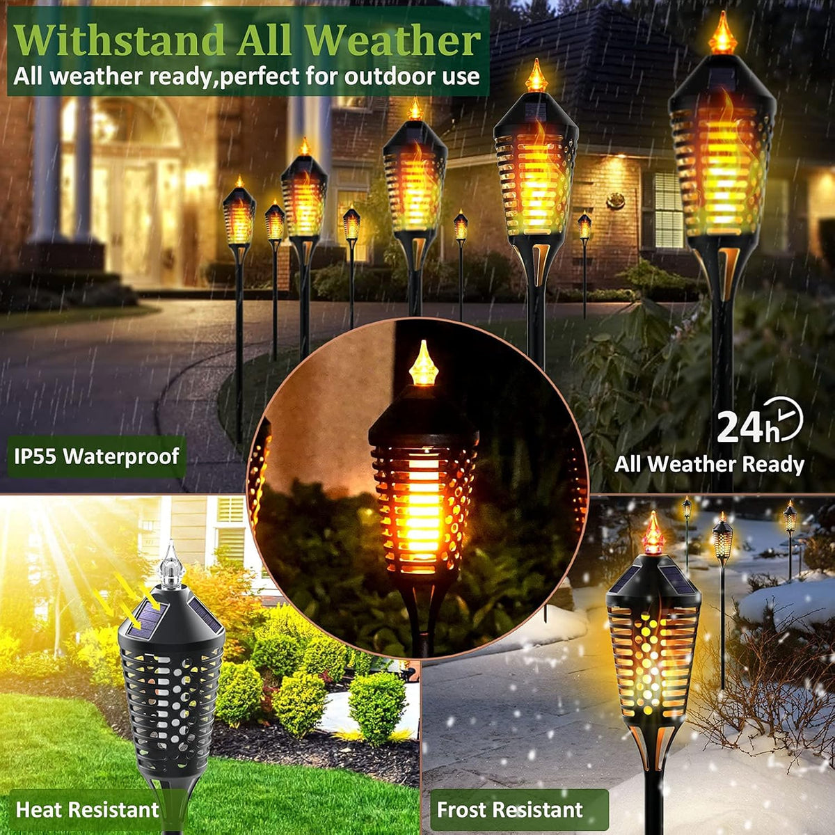 40 Outdoor Waterproof Solar Flame Torch Lights 2Pack S2047