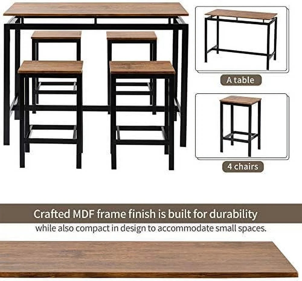 5-Piece Counter Height Dining Table Set with 4 Stools K541