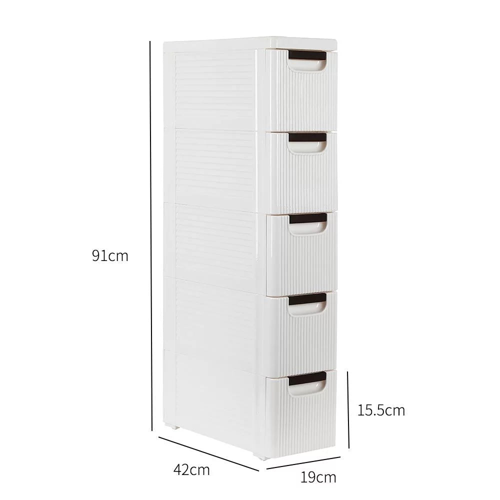 White 5 Drawer Rolling Storage Cart M34676