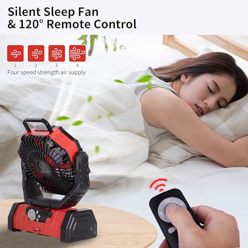 20000mAh Rechargeable Portable Camping Fan with LED Light O9555