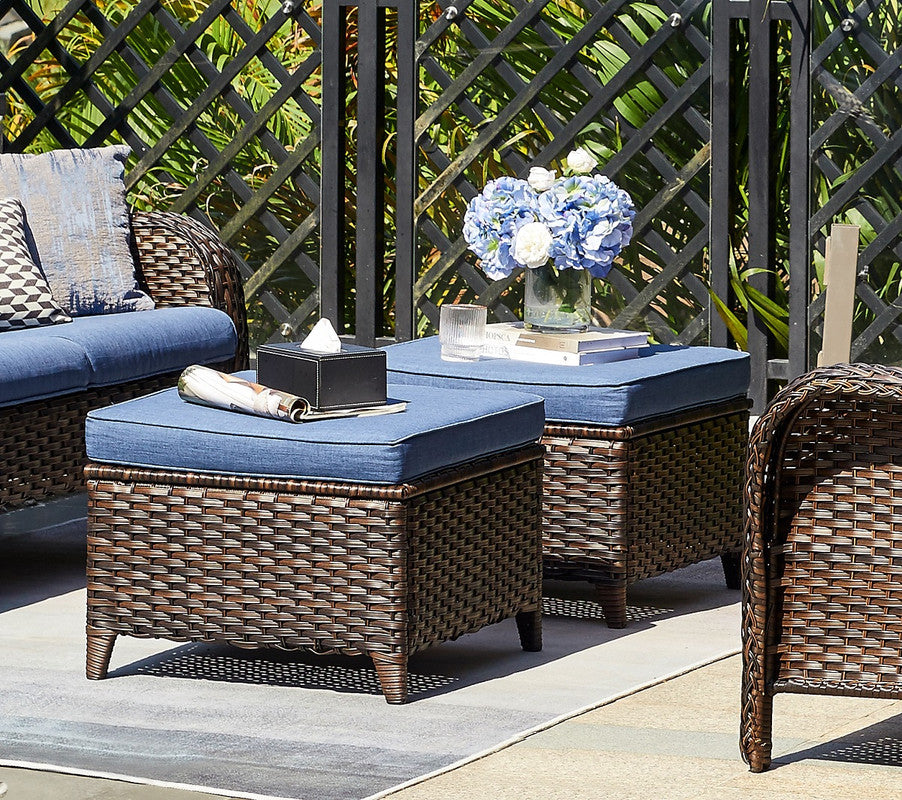 3-Piece Patio Conversation Set with Cushioned Sofa and Ottomans J69685