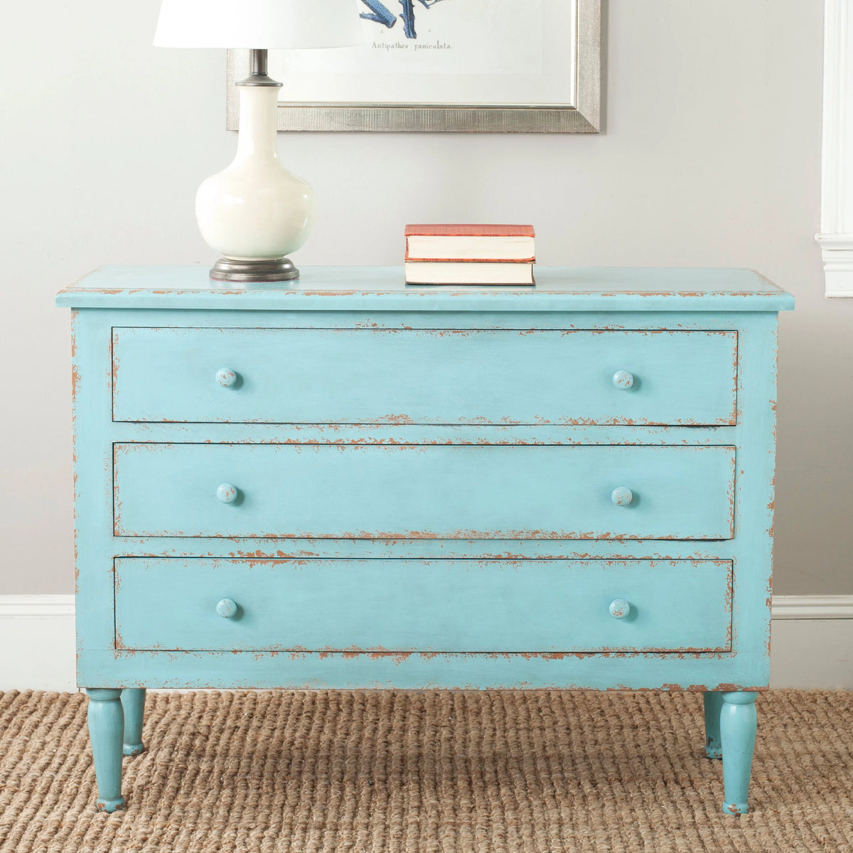 Distressed Blue 3 Drawer Storage Chest T154886