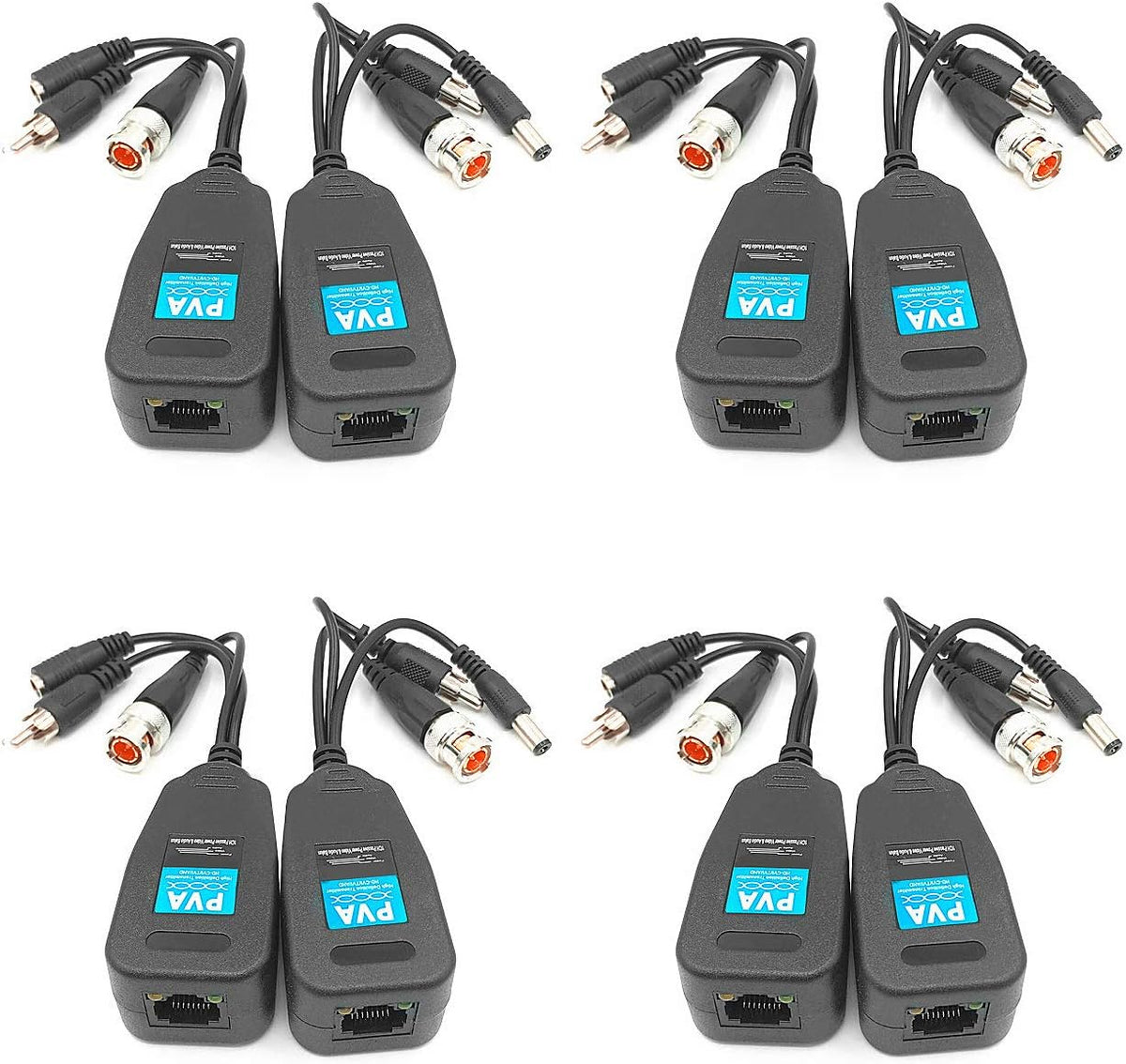 4 Pairs BNC to RJ45 Video Power Balun Adapter U1922