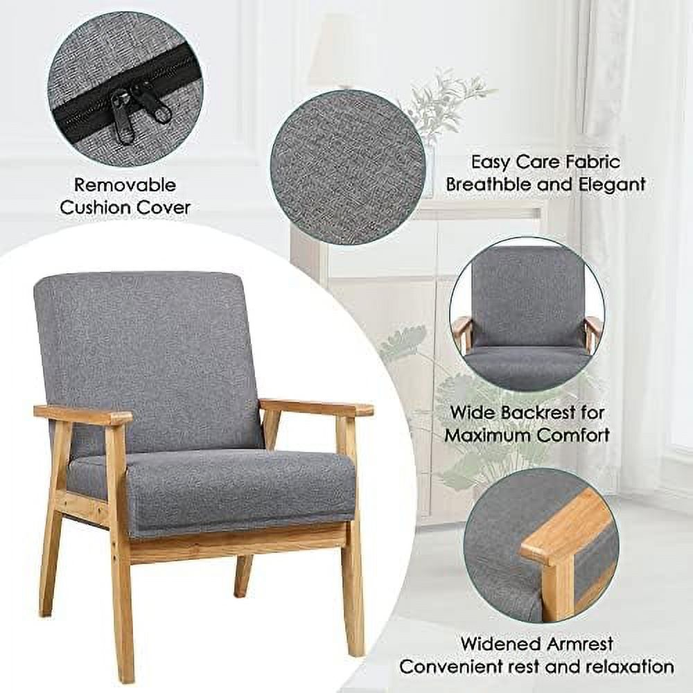 Beige Wooden Accent Chairs Set of 2 R732