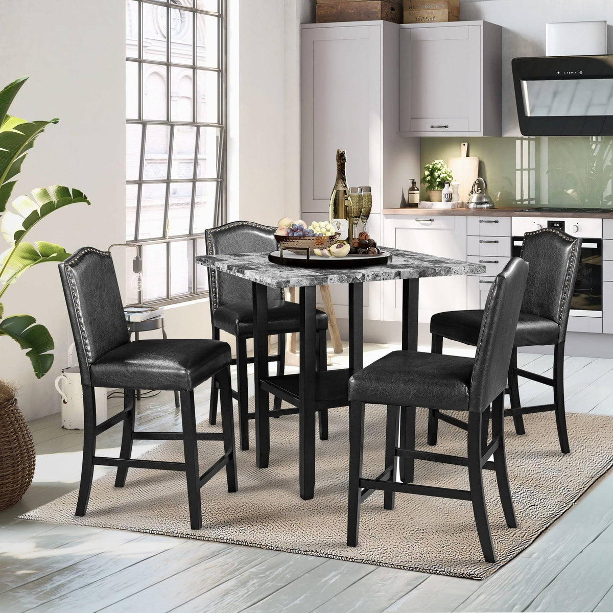 5 Piece Dining Set with Bottom Shelf C6469