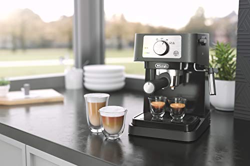 Black Manual Espresso Machine with Milk Frother Steam Wand O826059