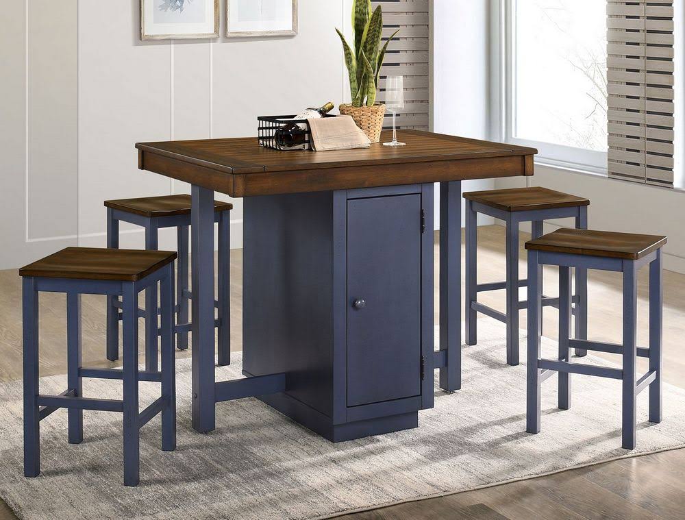 5-Pc Dark Oak Counter Height Table Set T567