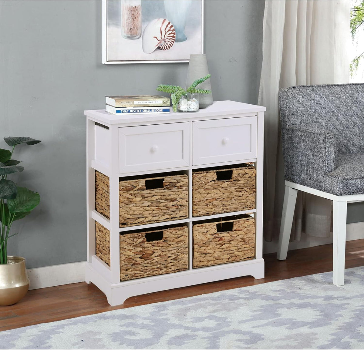 White 2 Drawer Storage Chest with Baskets B554