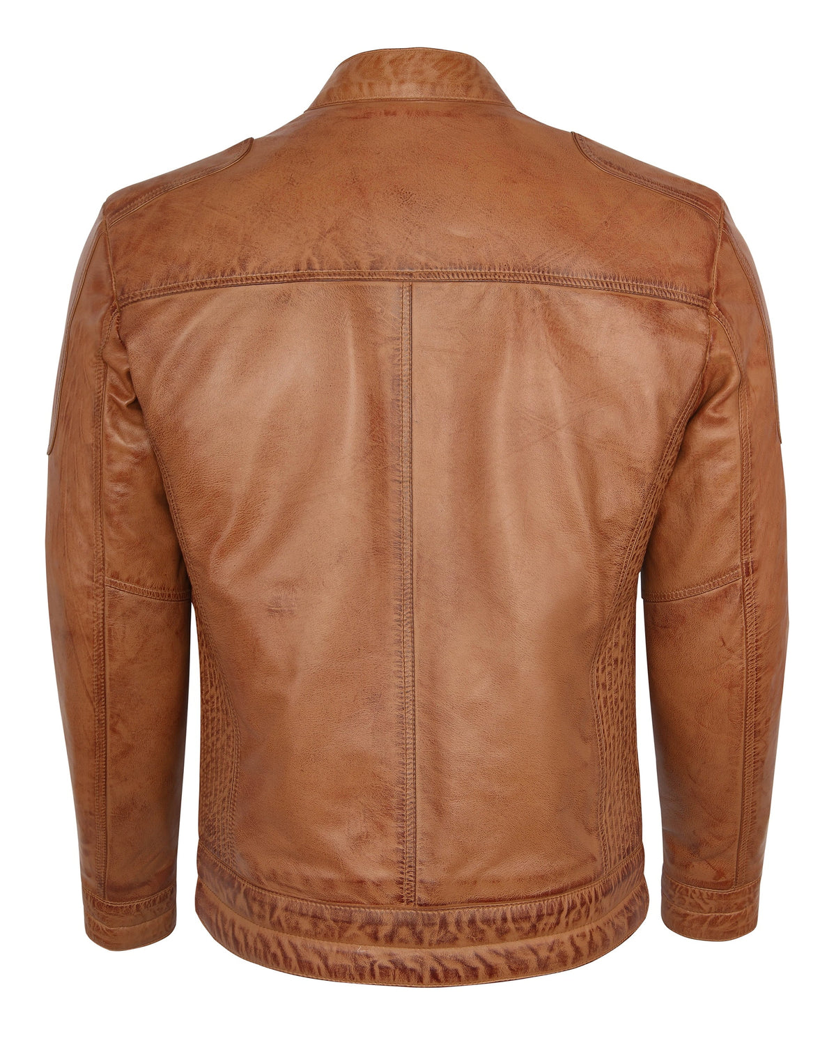 Camel Lambskin Leather Biker Jacket Size L A97877