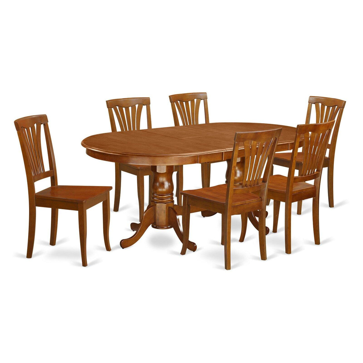 7-piece Dining Set with Leather Chairs in Cherry A85416