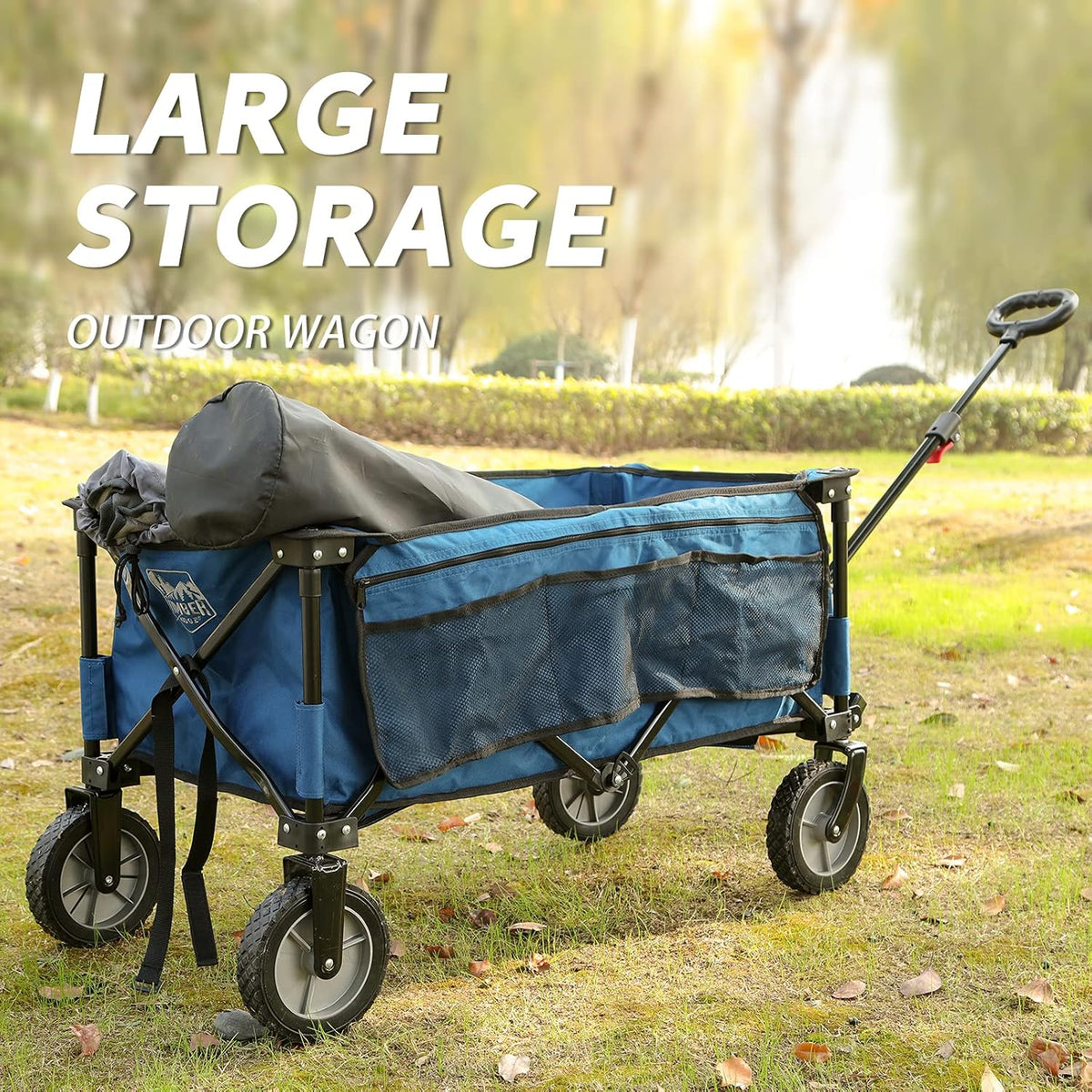 Collapsible Outdoor Folding Wagon Cart with Side Bag Cup Holder E9103
