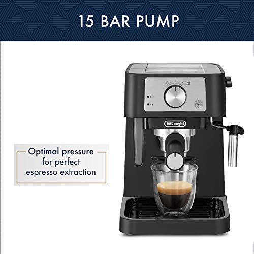 Black Manual Espresso Machine with Milk Frother Steam Wand O826059