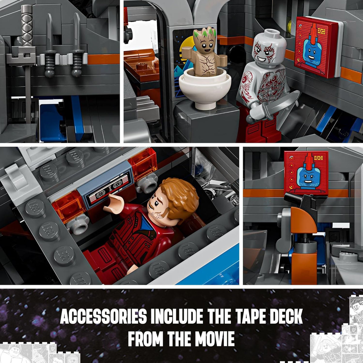Buildable Starship Toy with 4 Super Hero Minifigures W698
