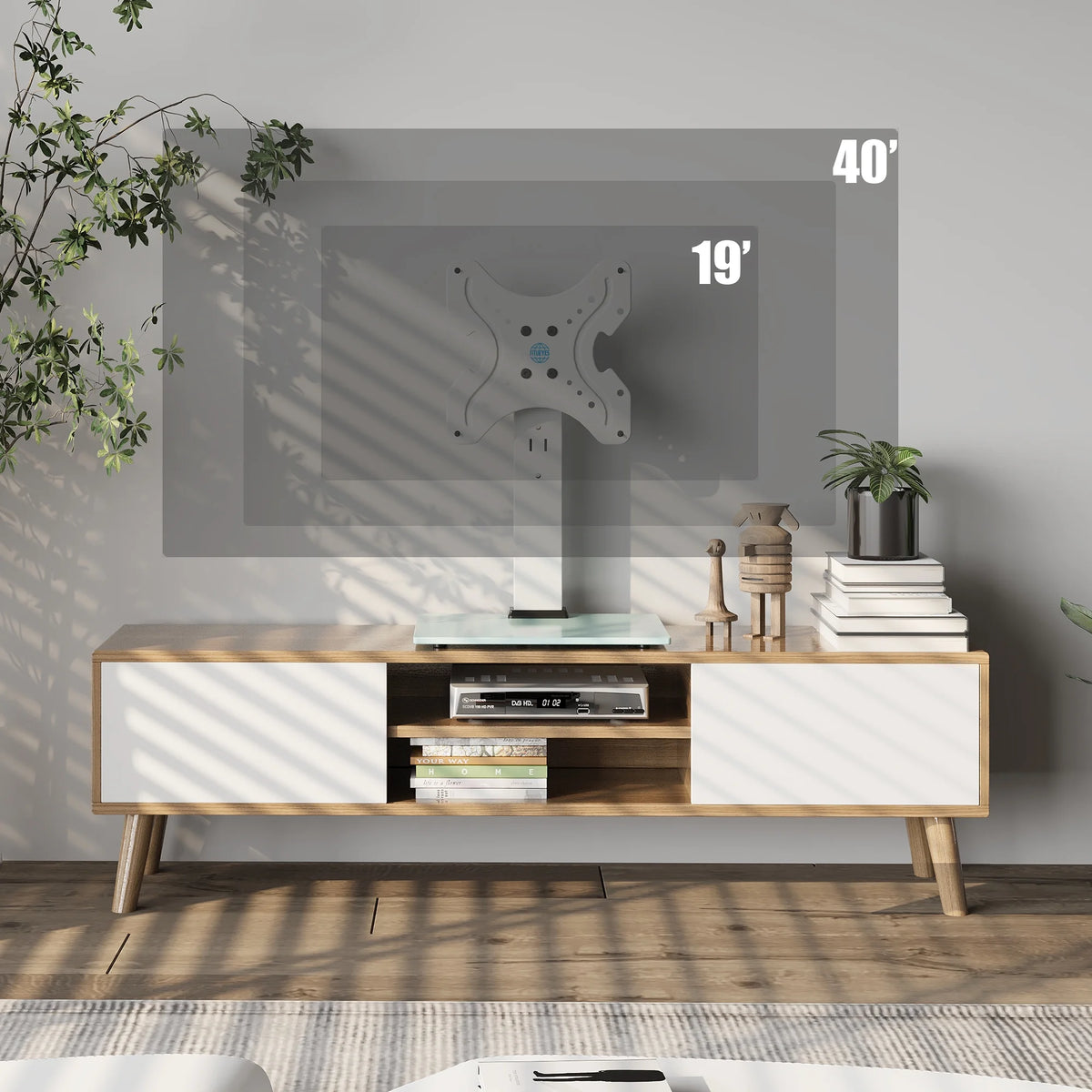White Universal TV Stand Tabletop TV Base with Swivel Mount for 19''-40" inch Flat Screen Tvs S850250