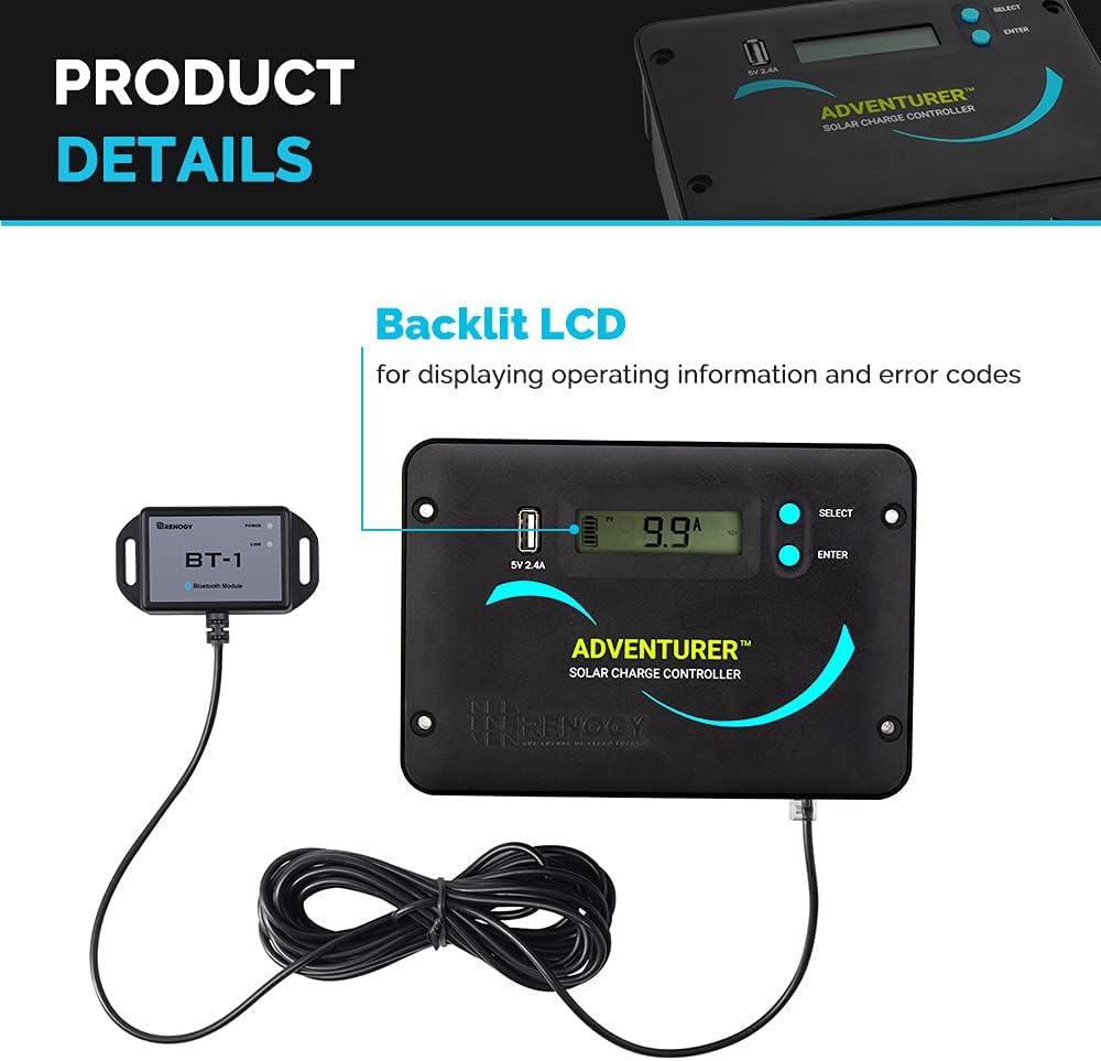 400 Watts 12 Volts Monocrystalline Solar RV Kit with 30A PWM LCD Charge Controller P7355