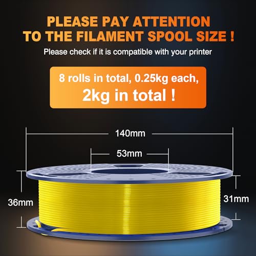 250g PLA Filament 1.75mm 8 Rolls Multicolor I12979