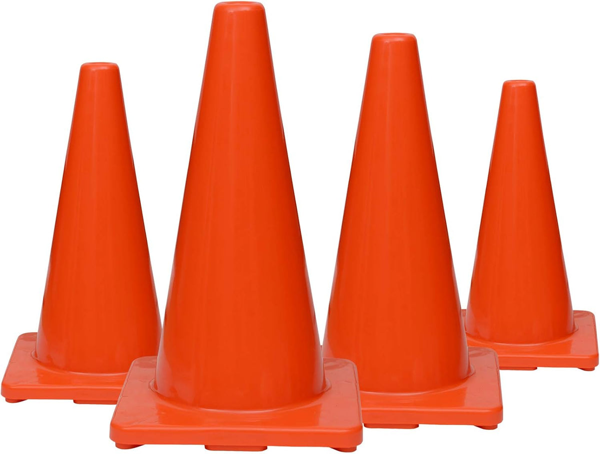 18" Orange PVC Safety Cones (4 Cones) Pack of 2 O714
