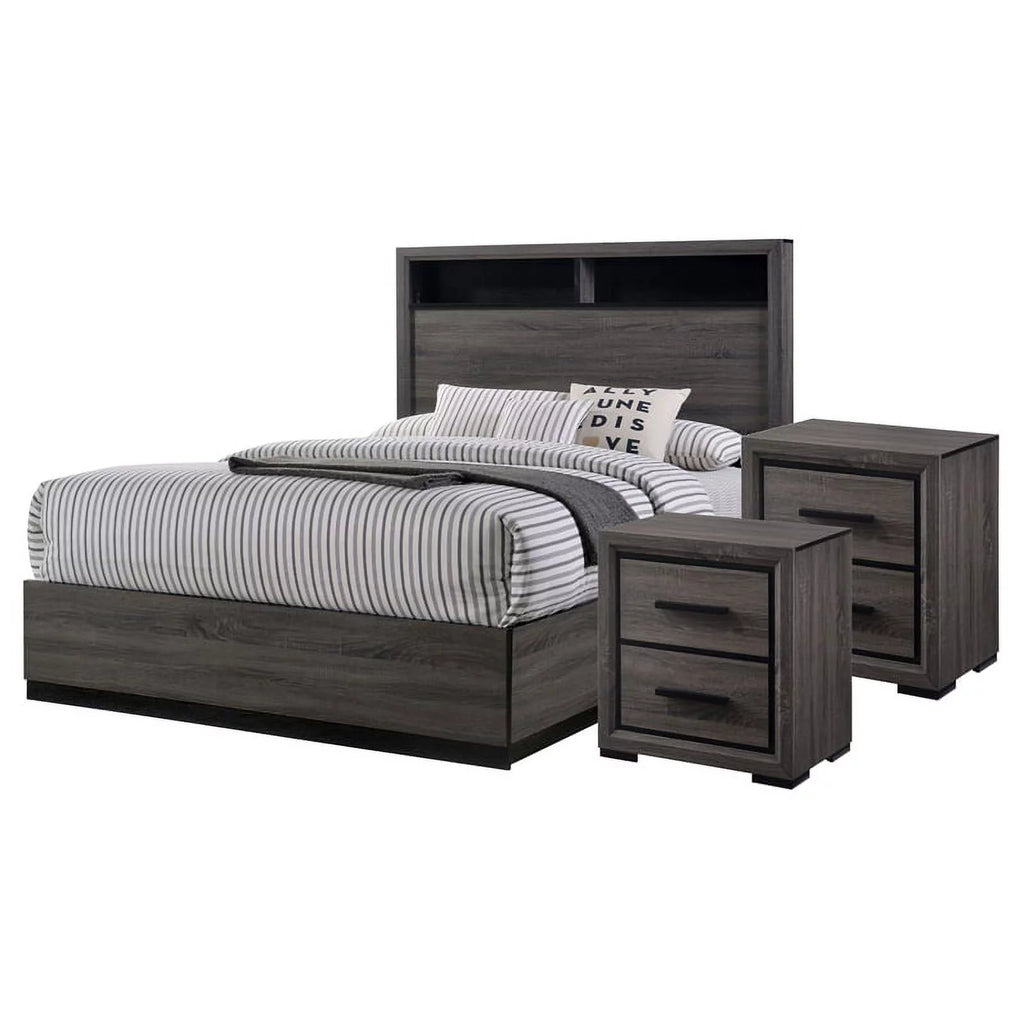 Gray Wood 3-Piece Bedroom Set Cal King W365898