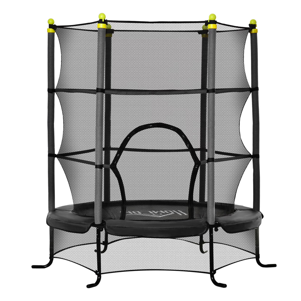 5.3' Kids Trampoline with Safety Enclosure, Black Q580