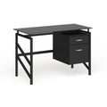 Black Two Drawer Pedestal Desk with Tempered Glass Top and Metal Frame Z913862
