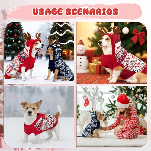 2 Pcs Christmas Dog Sweater Warm Winter Dog Hoodie F766