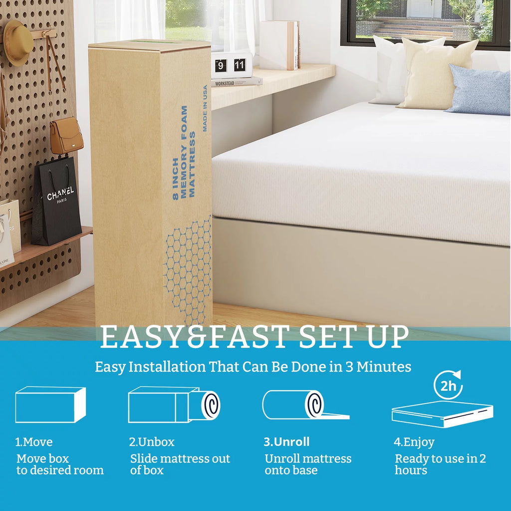 Short Queen 8 inch Memory Foam Mattress L7821