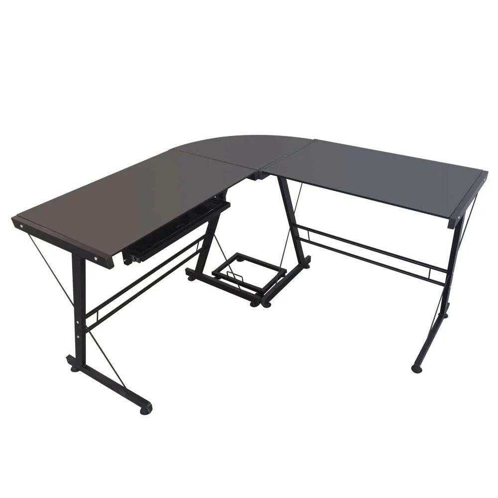 Black L-Shaped Computer Desk L586