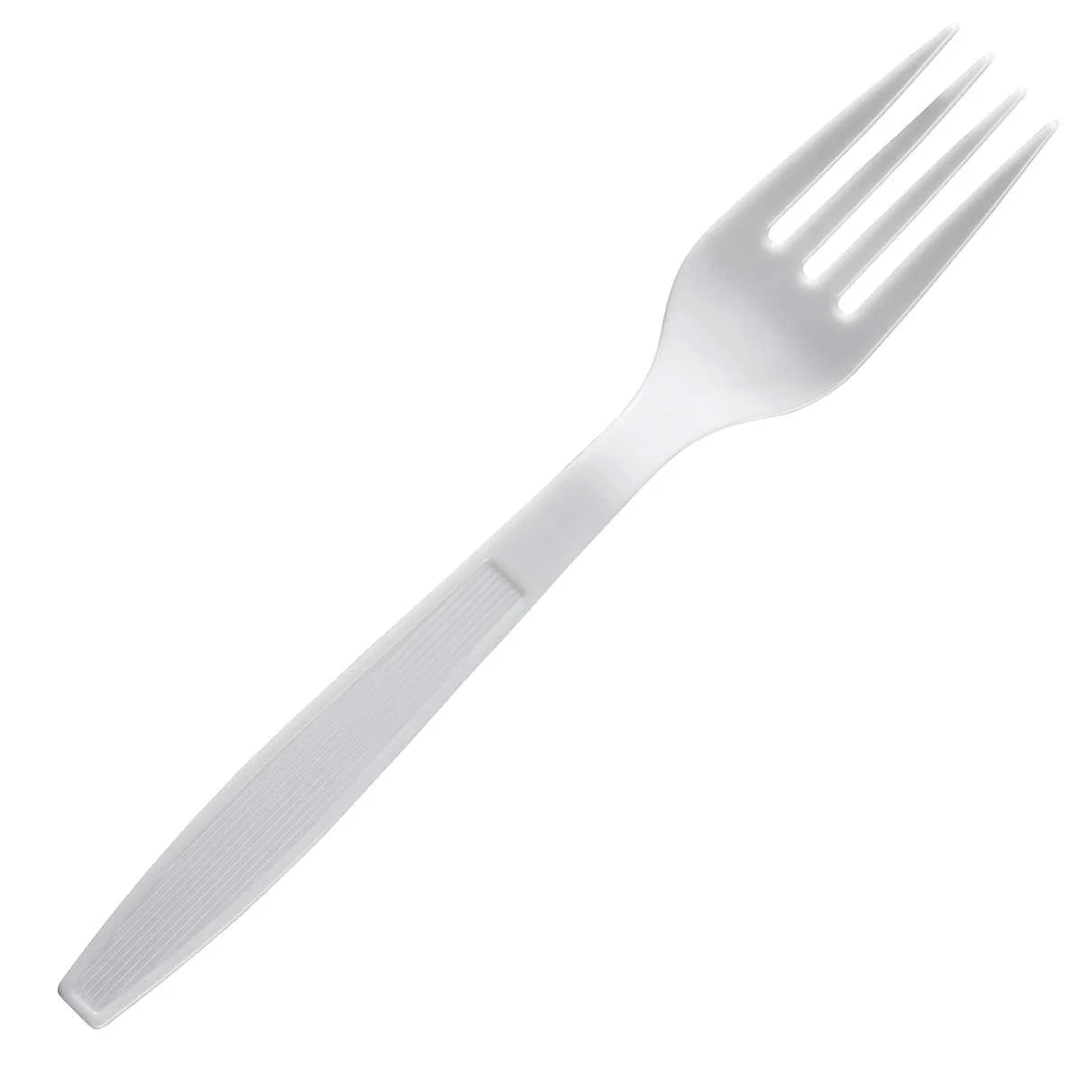 White Heavyweight Plastic Fork, 500 ct N58959