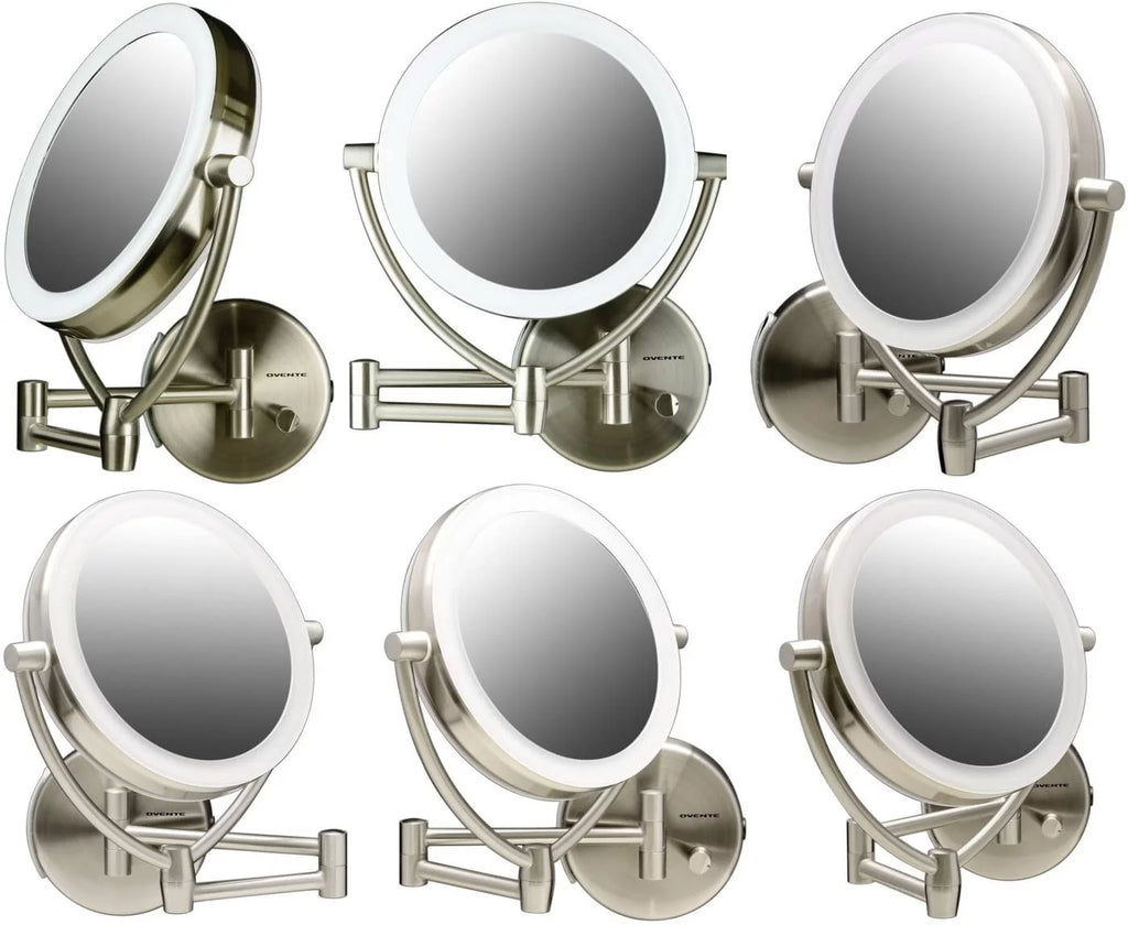 7.5" Lighted Wall Mount Double Sided Makeup Mirror 1X & 10X Magnifier Q9944