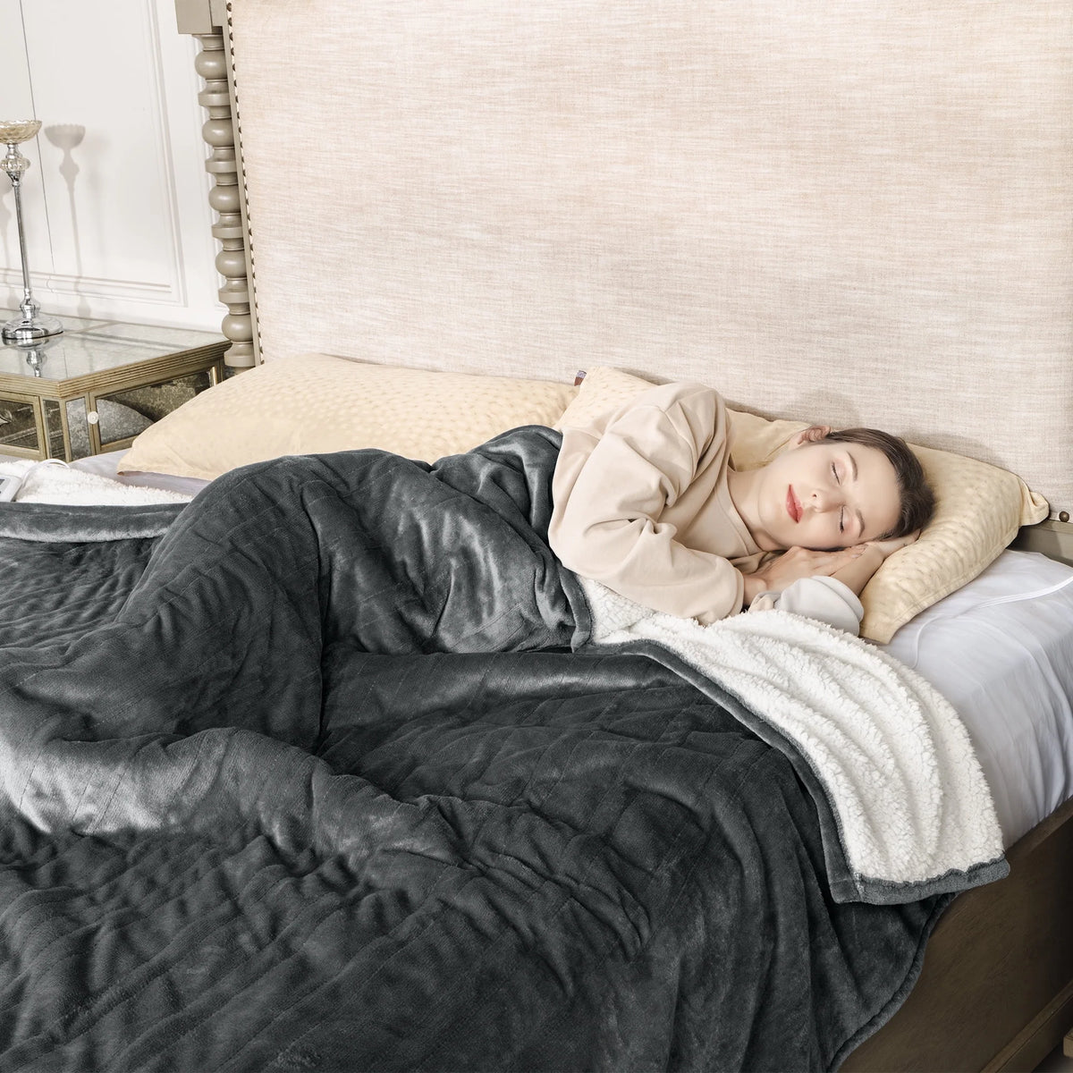 Queen Size Electric Heated Blanket Grey O317