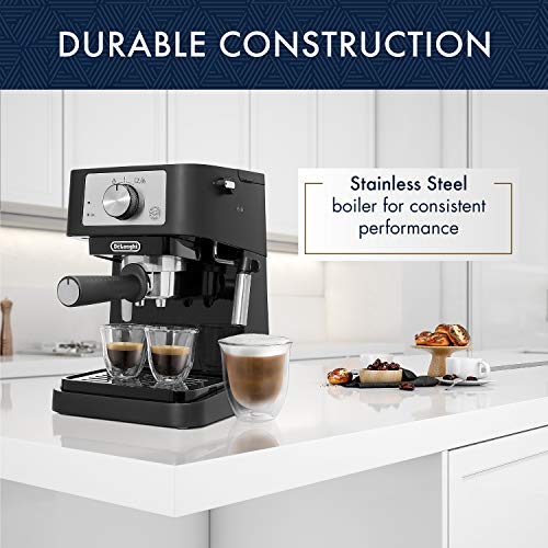 Black Manual Espresso Machine with Milk Frother Steam Wand O826059