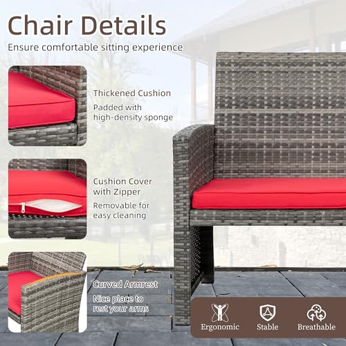 4 Piece Wicker Patio Furniture Set with Cushions W3077