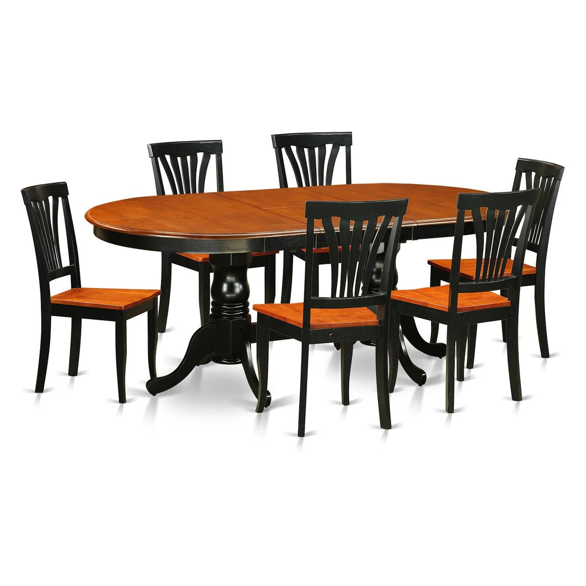 7-piece Dining Set with Leather Chairs in Cherry A85416