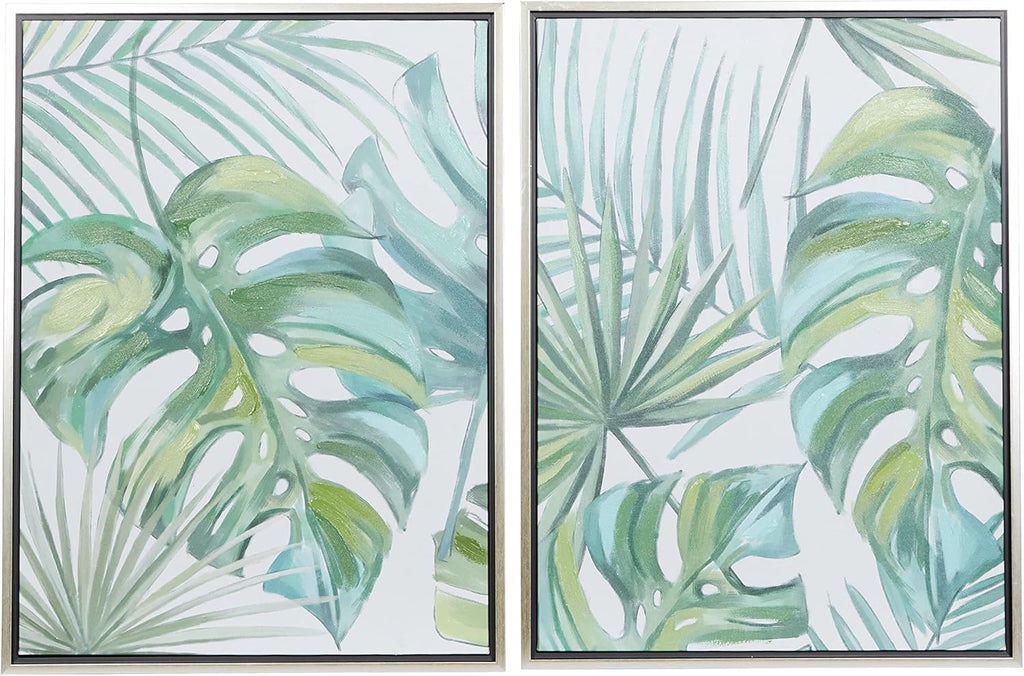 Canvas Framed Wall Art Set of 2 Blue D887